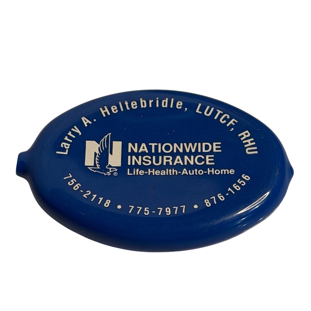 VTG Nationwide Insurance Coin Holder Blue Rubber Squeeze Purse Promo Advertising